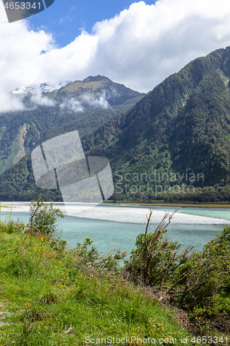 Image of riverbed landscape scenery in south New Zealand