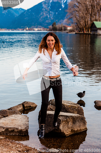 Image of Lonely girl in the beach by