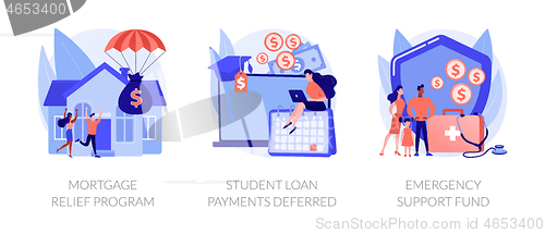 Image of Coronavirus stimulus package plan abstract concept vector illustrations.