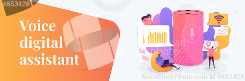 Image of Smart speaker office controller web banner concept.