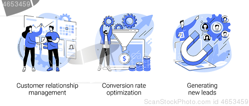 Image of CRM lead management abstract concept vector illustrations.