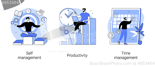 Image of Employee performance and self-organization abstract concept vector illustrations.