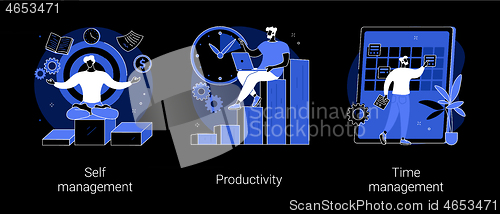 Image of Employee performance and self-organization abstract concept vector illustrations.