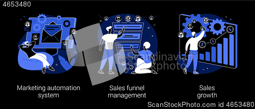 Image of Marketing software abstract concept vector illustrations.