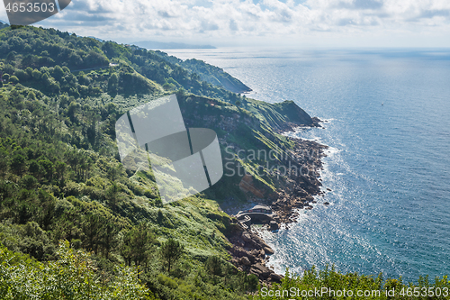 Image of Aerial view of San Sebastiancliff, Donostia, Spain on a beautiful summer day