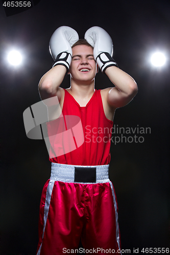 Image of Young boxer in red form