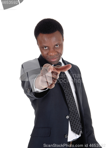 Image of African business man pointing his finger