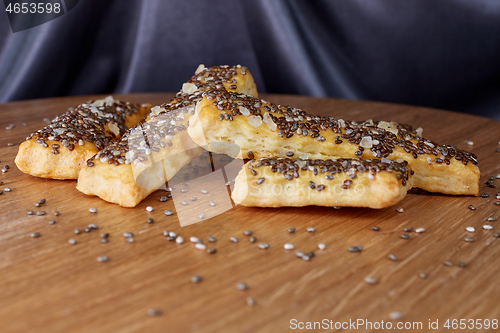 Image of baked sticks with chia seeds, salt