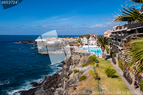 Image of beautiful view on ocean water and town
