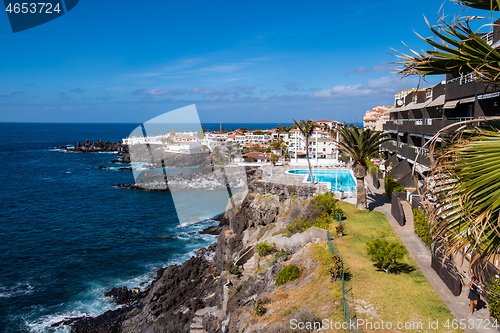 Image of beautiful view on ocean water and town