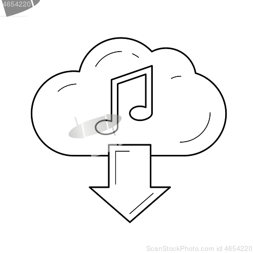 Image of Cloud download audio line icon.