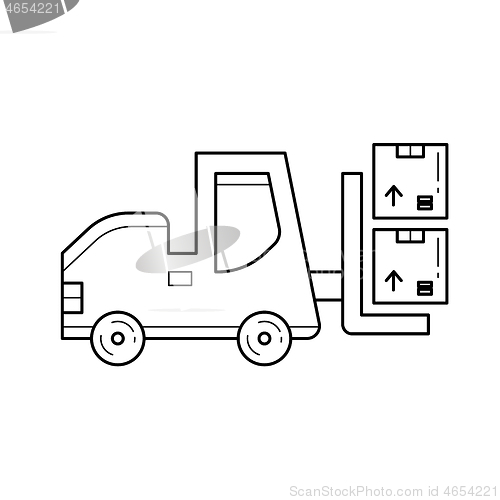 Image of Forklift vector line icon.