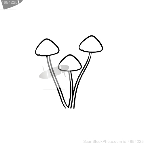 Image of Agaric mushroom hand drawn sketch icon.