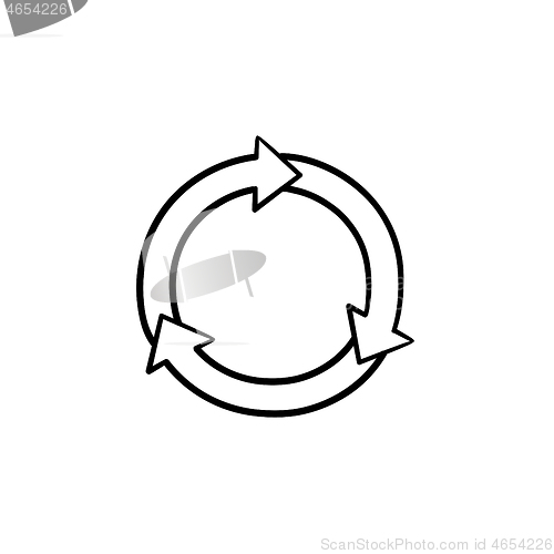 Image of Reuse and refresh symbol hand drawn sketch icon.