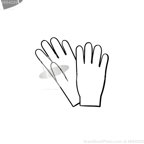 Image of Gloves hand drawn sketch icon.