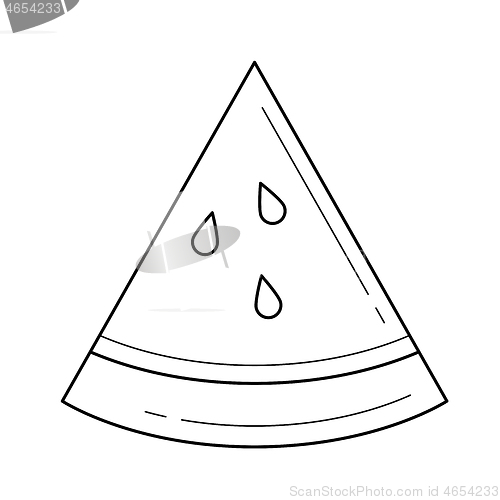 Image of Piece of watermelon vector line icon.