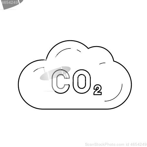 Image of CO2 emission vector line icon.