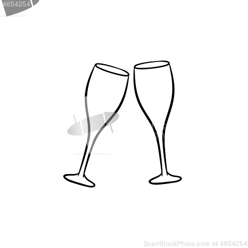 Image of Champagne glasses hand drawn sketch icon.