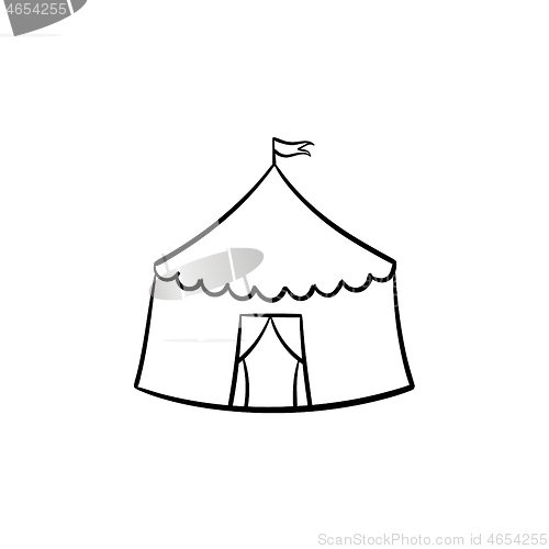 Image of Marquee circus tent hand drawn sketch icon.