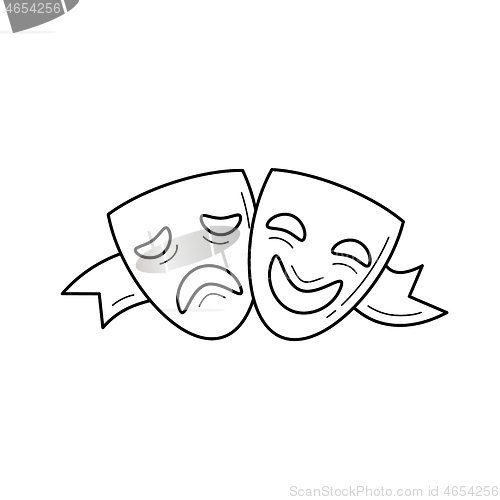Image of Theater masks vector line icon.