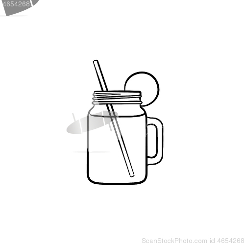 Image of Glass jars of cocktail hand drawn sketch icon.