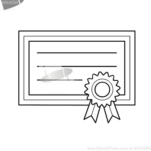 Image of Graduation certificate vector line icon.