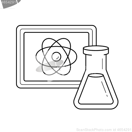 Image of Laboratory research vector line icon.