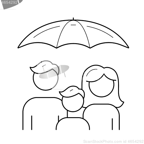 Image of Family insurance vector line icon.