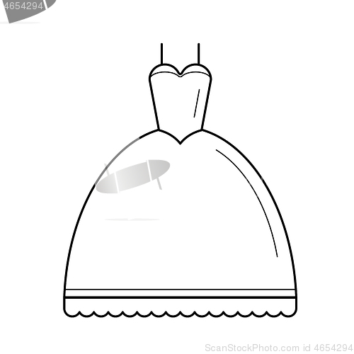 Image of Wedding dress vector line icon.