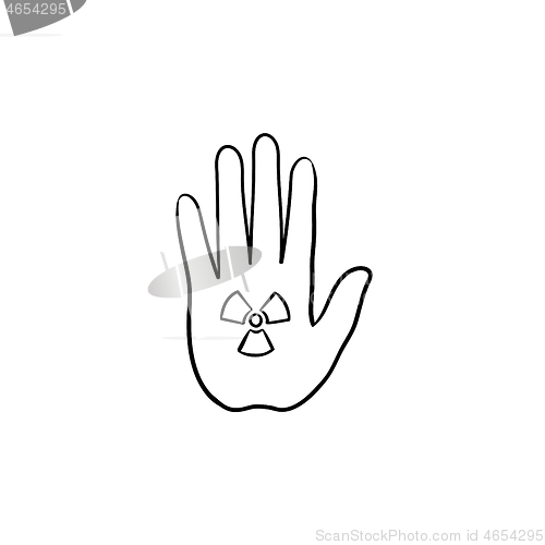 Image of Stop hand sign hand drawn sketch icon.