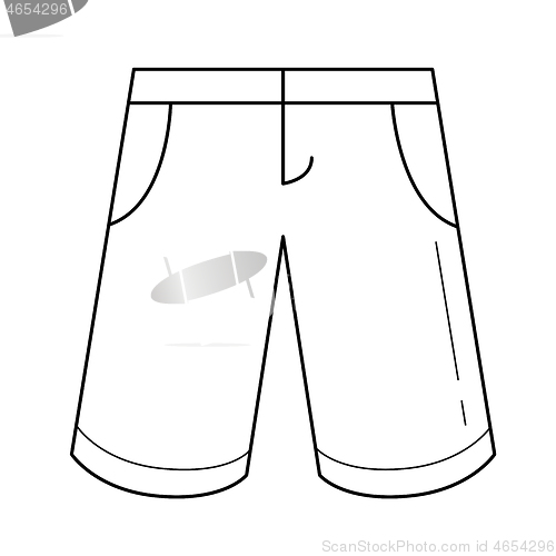 Image of Bermuda shorts vector line icon.