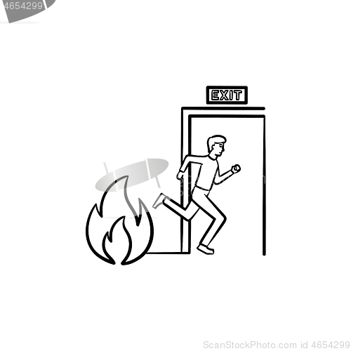 Image of Evacuation exit hand drawn sketch icon.