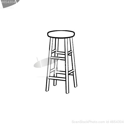 Image of Barstool hand drawn sketch icon.