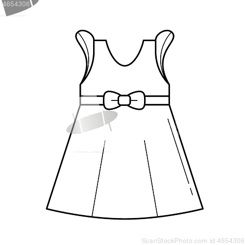 Image of Little girl dress vector line icon.