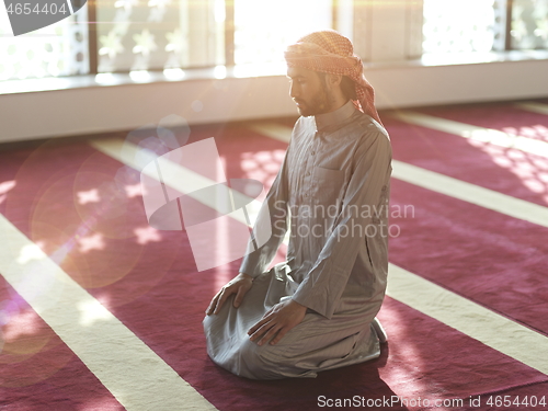 Image of muslim prayer inside the mosque