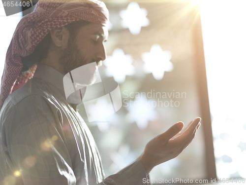 Image of muslim prayer inside the mosque