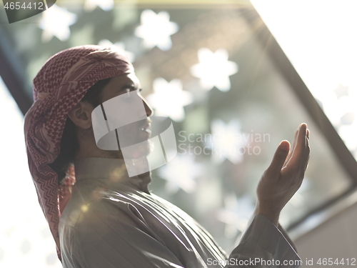 Image of muslim prayer inside the mosque