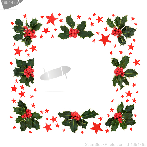 Image of Christmas Star & Holly Red Berry Wreath