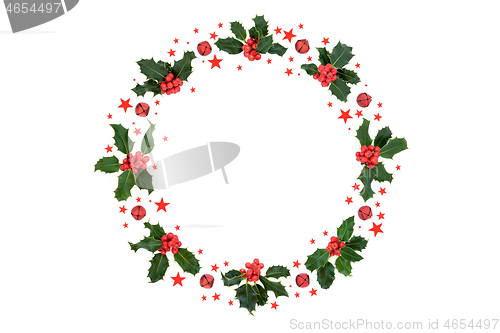 Image of Holly Berry Wreath with Red Stars & Bells 