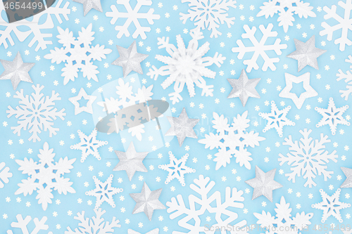 Image of Christmas Snowflake and Star Background Pattern