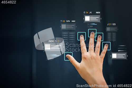 Image of hand scan on touch screen scanning for data access