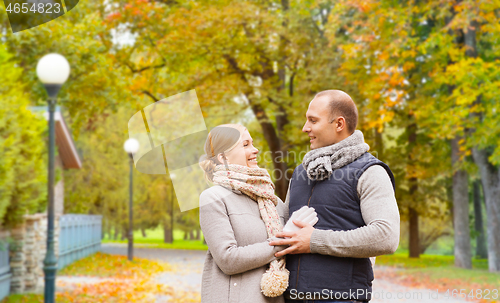 Image of smiling couple in autumn park