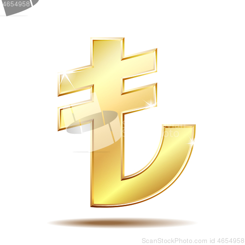 Image of Shiny golden Turkish Lira Sign.