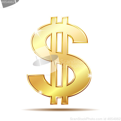 Image of Golden dollar symbol with two vertical lines i