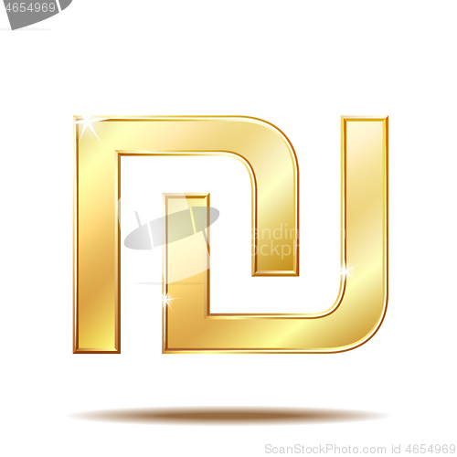 Image of Israeli shekel currency golden shiny symbol