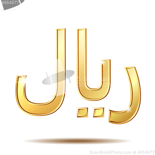 Image of Shiny golden Rial currensy sign