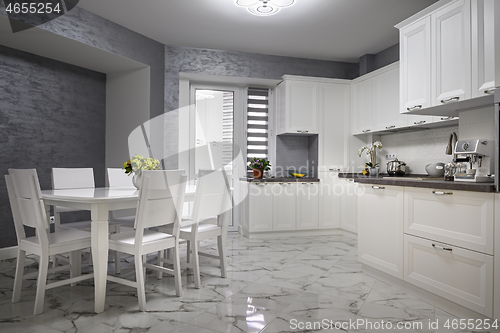 Image of Simple and luxury modern white kitchen interior