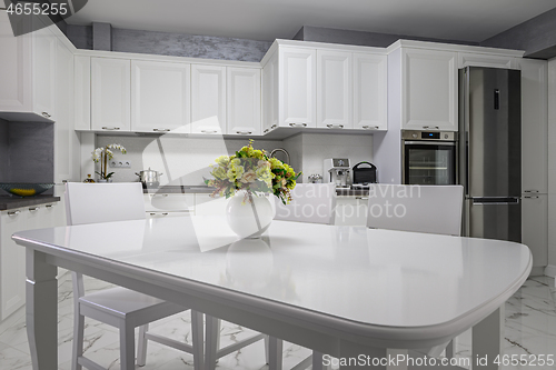 Image of Simple and luxury modern white kitchen interior