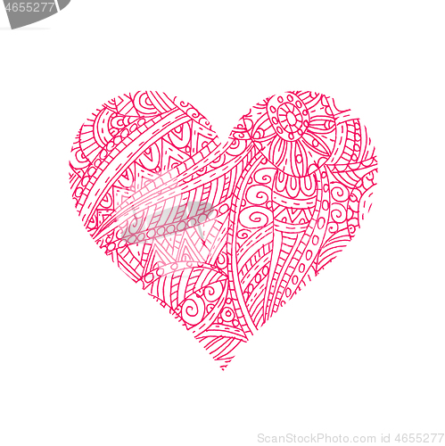 Image of Love symbol with abstract pink pattern on white 