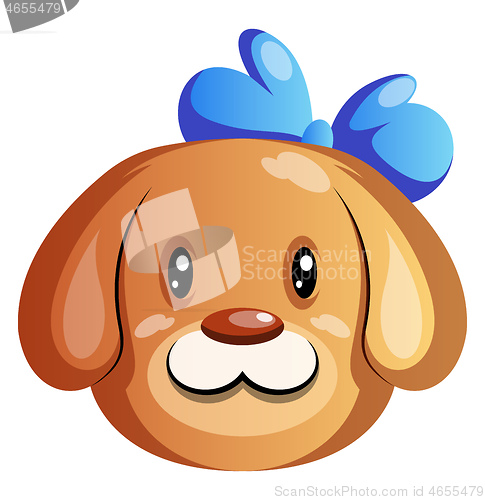 Image of Brown cartoon dog with blue tie vector illustartion on white bac